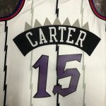 Maillot de Basket #15 Carter Raptors Vintage Blanc Imprimé